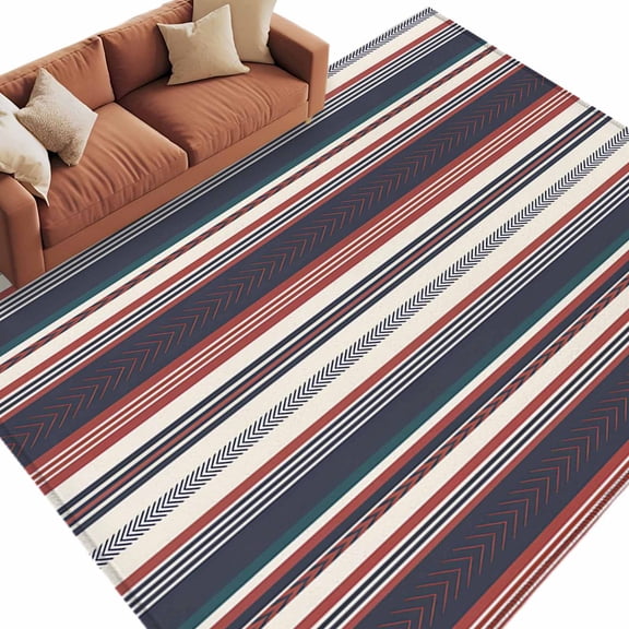 6x9 Area Rugs for Living Room, Rainbow Striped Non Slip Area Rugs for Kitchen Bedroom Entryway, Vintage Colorful Abstract Stripes Lines Washable Carpet Runner Rug Floor Mats for Bedroom Home Decor