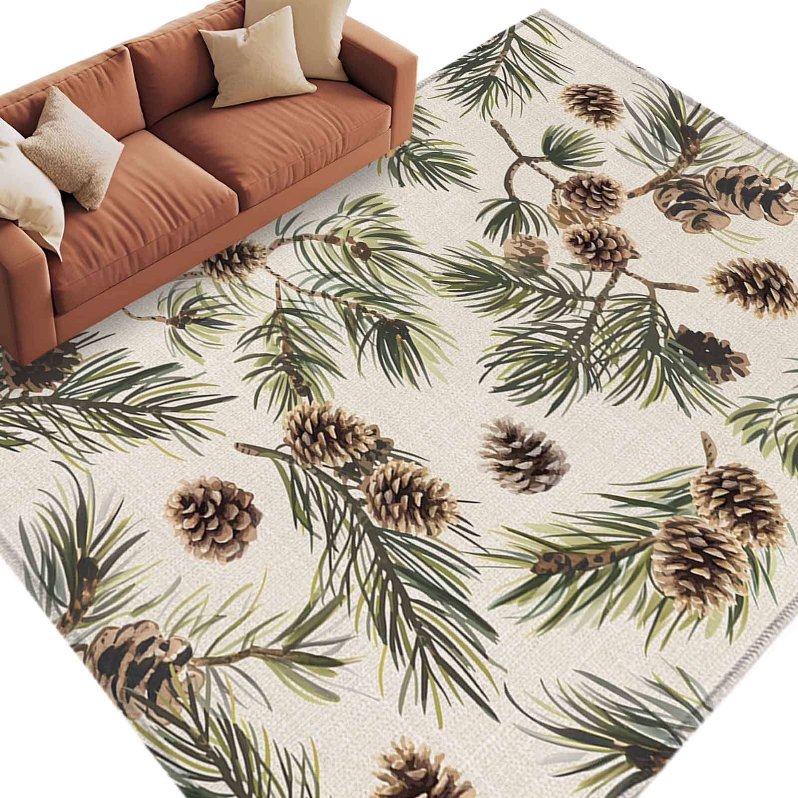 Pine Rugs 6x9 Area Rugs for Living Room, Sage Green Christmas Non Slip Area Rugs ...