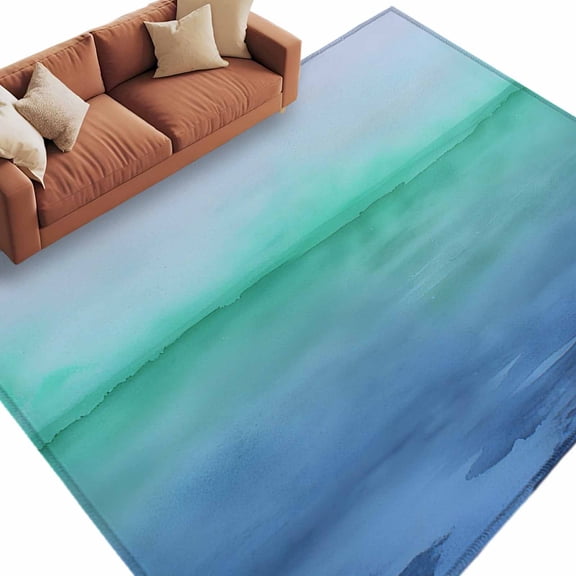 6x9 Area Rugs for Living Room, Turquoise Blue Gray Non Slip Area Rugs for Kitchen Bedroom Entryway, Vintage Minimalist Ombre Abstract Washable Carpet Runner Rug Floor Mats for Bedroom Home Decor
