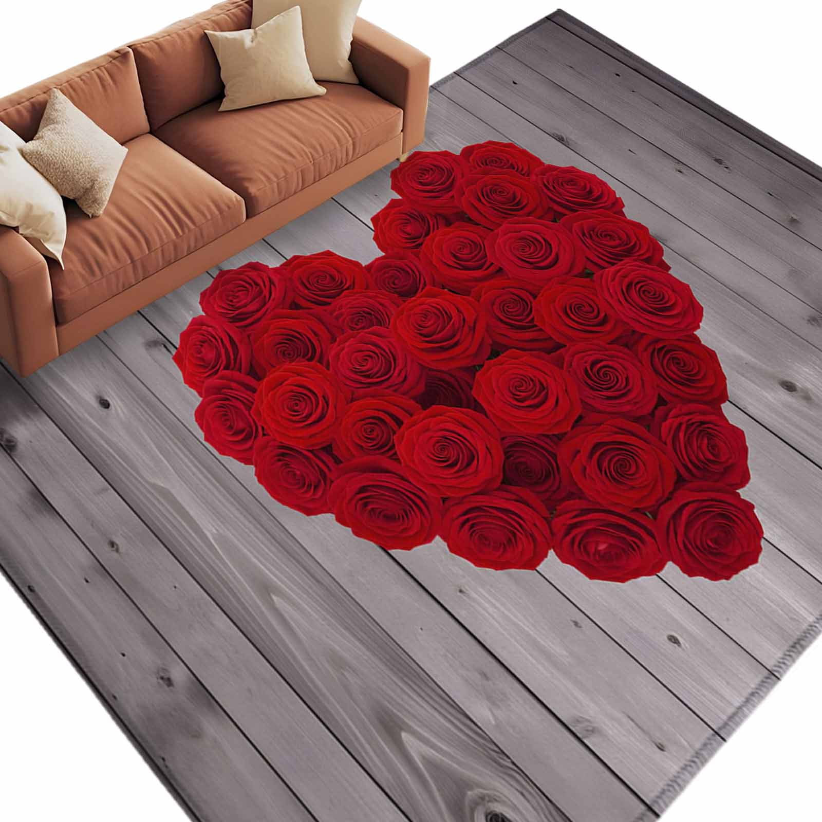 Red Or Roses Area Rugs 6x9 Area Rugs for Living Room, Valentine's Day Non Slip Area Rugs for ...
