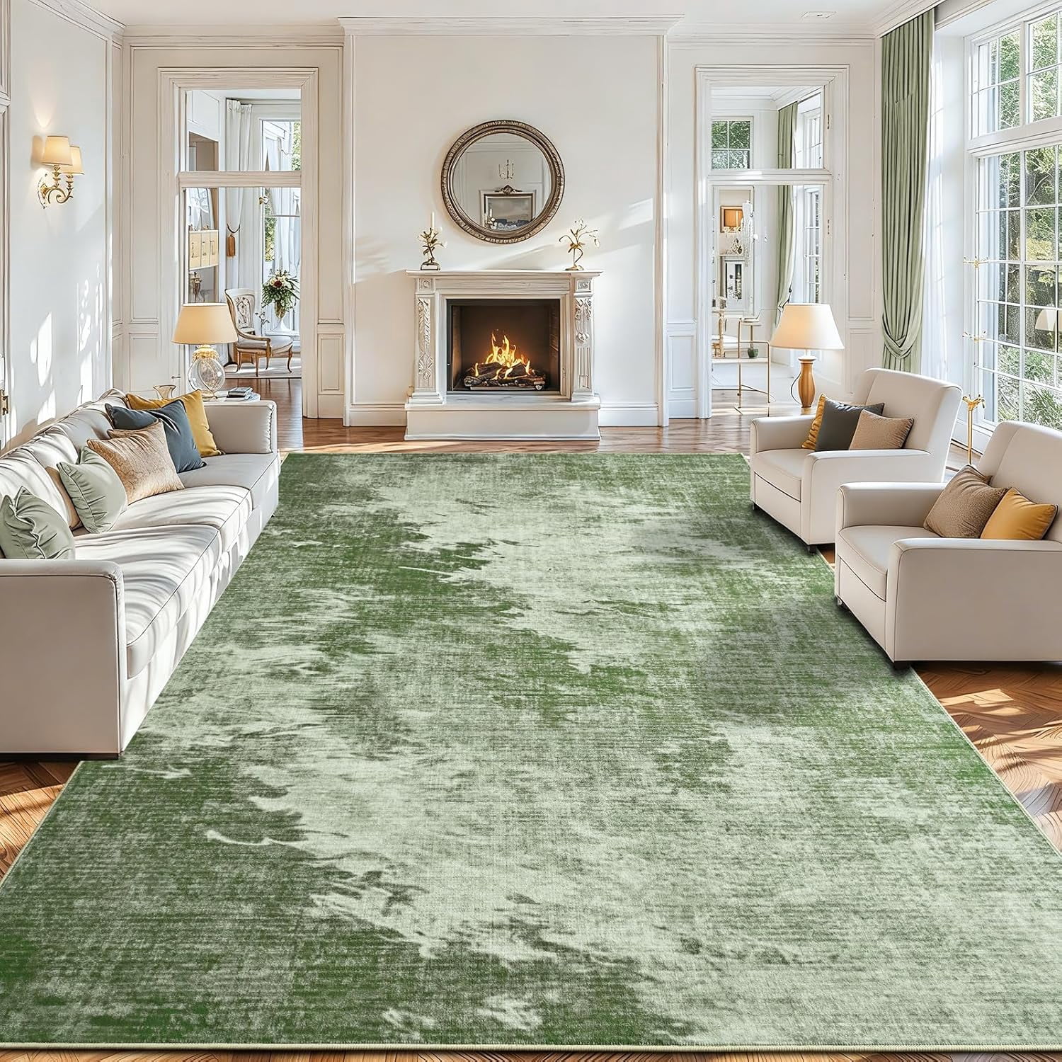 6x9 Area Rugs for Living Room, Washable Abstract Soft Bedroom Rug Non ...