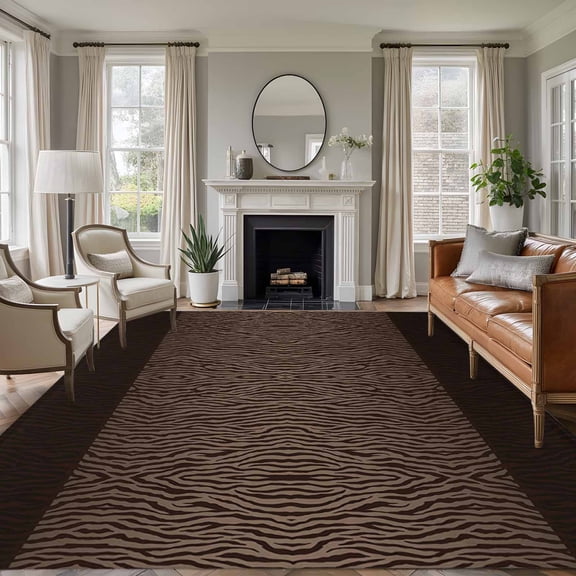 6x9 Area Rugs for Living Room, Zebras Print Non Slip Area Rugs for Kitchen Bedroom Entryway, Abstract Animal Skin Texture Brown Washable Carpet Runner Rug Floor Mats for Bedroom Home Decor