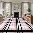 thumbnail image 1 of 6x9 Area Rugs, Pink Black Plaid Non-Skid Rubber Backing Large Rectangle Rugs - Living Room Bedroom Home Office, Farmhouse Pink Black Checkered Indoor Floor Mat Carpets Washable Rug, 1 of 9