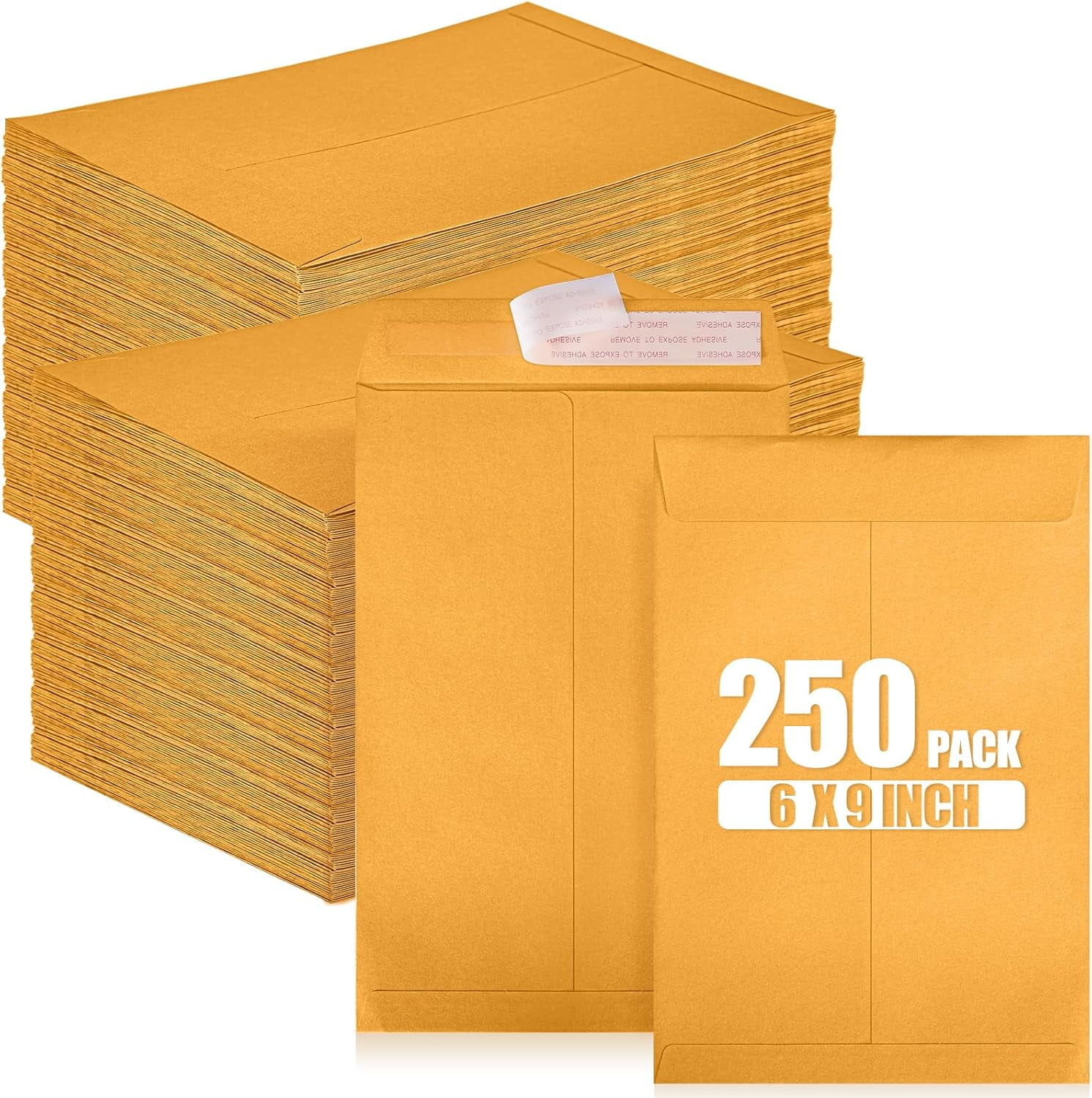 6x9 Catalog Envelopes 250 Pack, Yellow Mailing Envelopes Tear Resistant