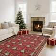 thumbnail image 1 of 6x9 Christmas Rugs for Living Room Washable Non-Slip Christmas Print Area Rug with Coquette Bow Pattern for Bedroom, Low-Pile Stain Resistan Holiday Carpet for Dining Room Office, 1 of 18