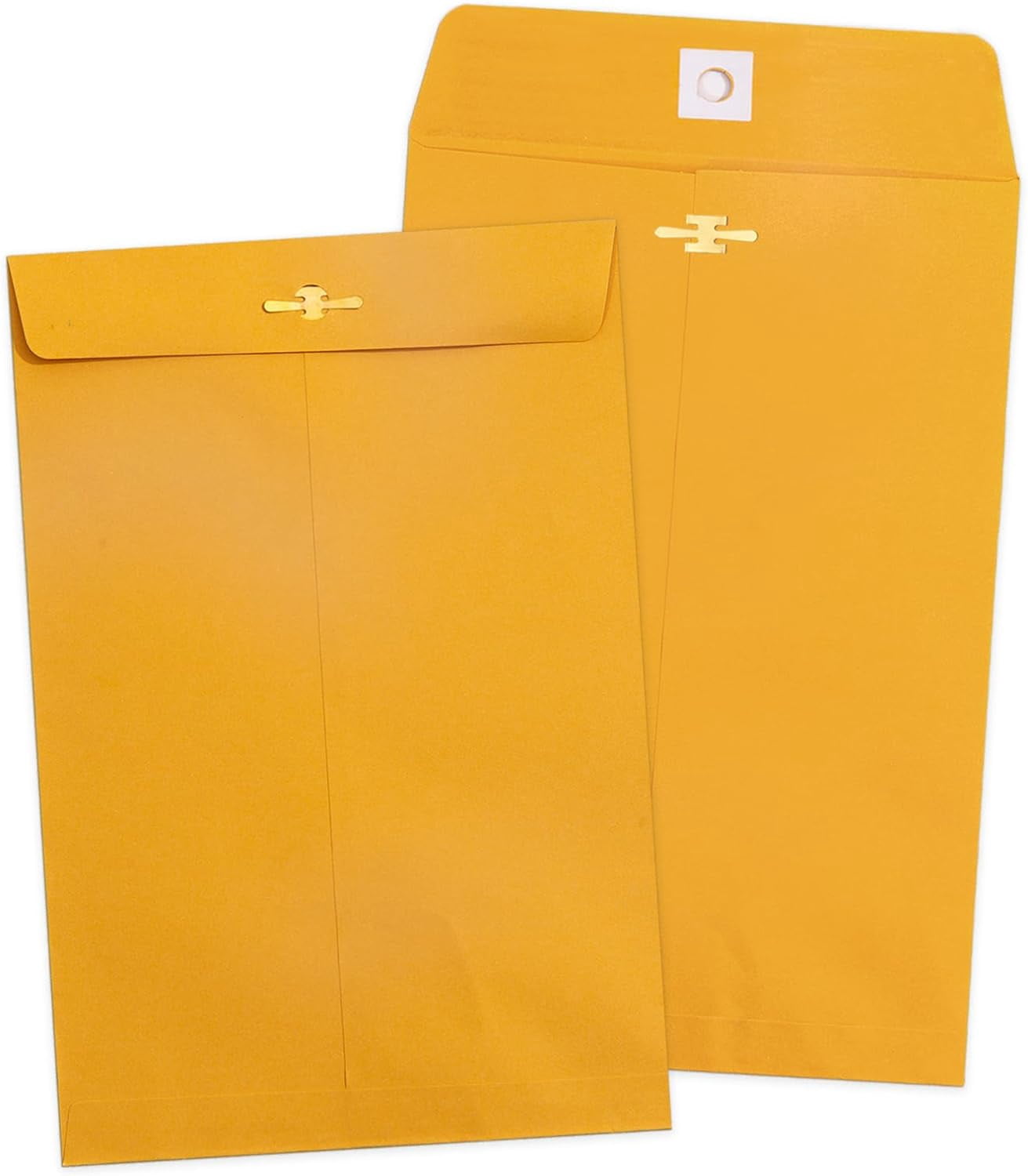 6x9 Clasp Envelopes - 100 Pack, Yellow Manilla Envelopes 6x9, 100GSM Heavy Kraft Paper, for Business, Legal, Office