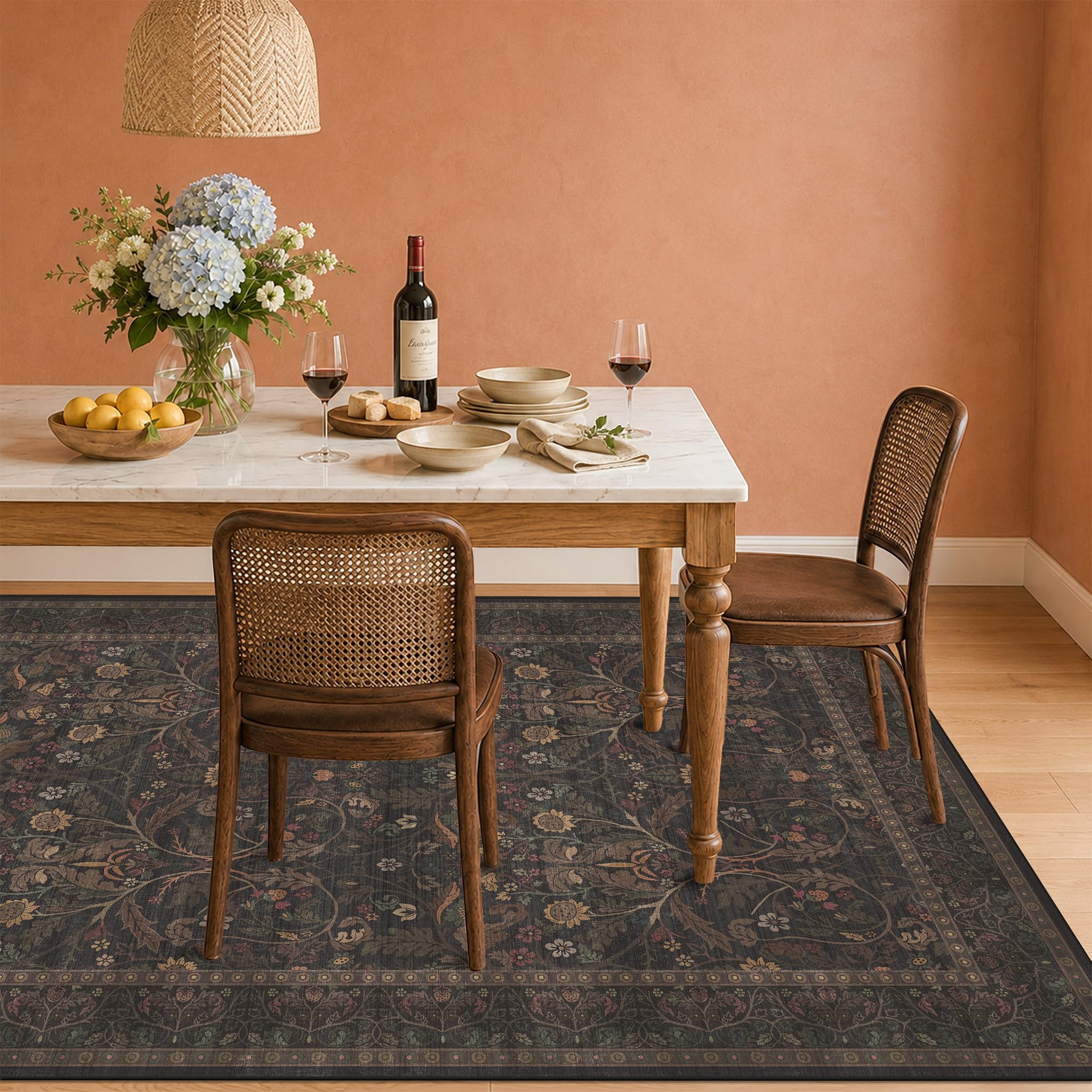 6x9 Dining Room Rugs For Under Table Washable Carpet Living Dark Brown ...