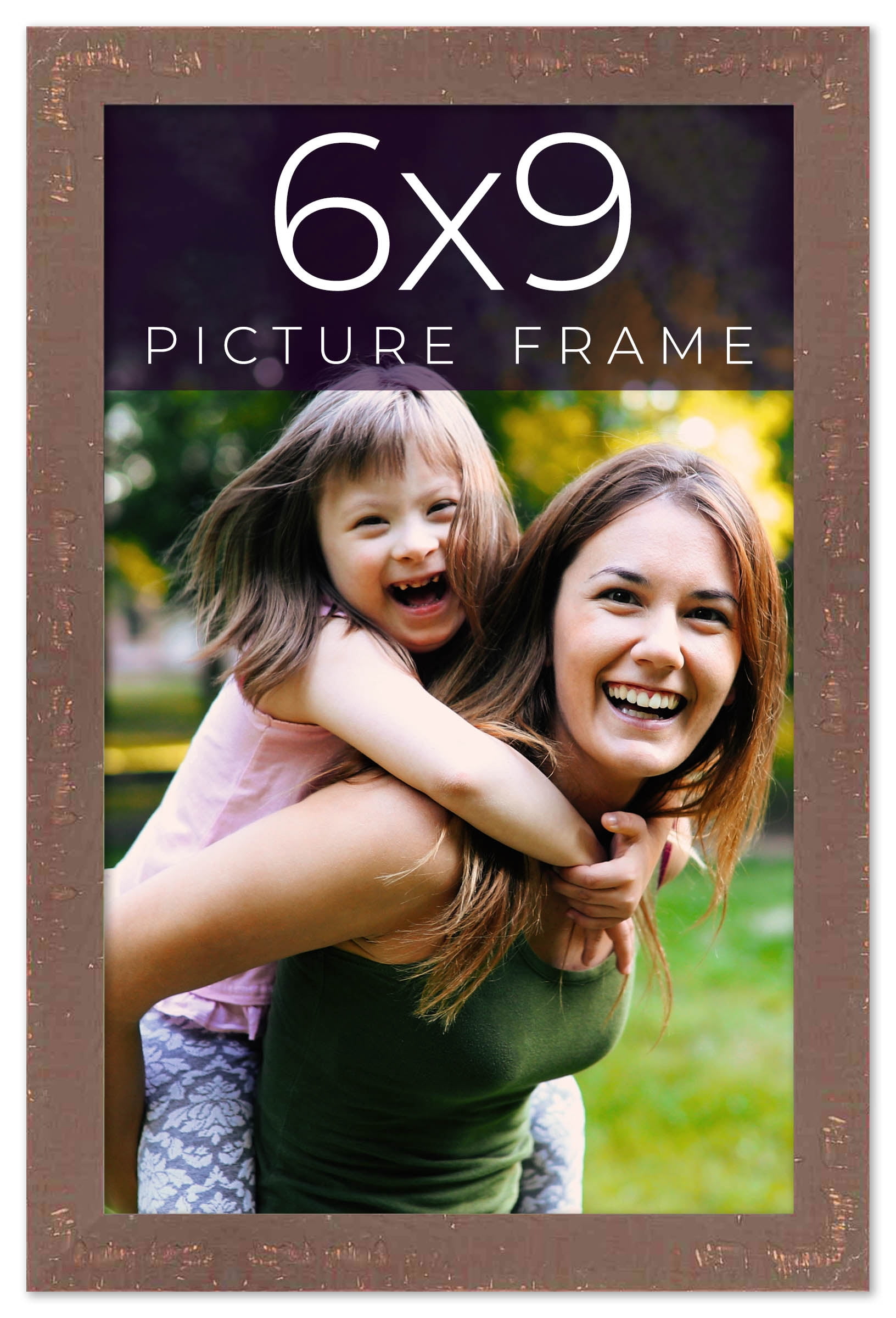 6x9 Distressed Brown Real Wood Picture Frame Width 1.25 inches