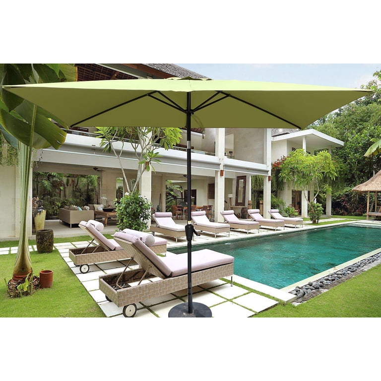 6x9 patio umbrella 6x9 FT Rectangular Patio Umbrella,Outdoor Waterproof Umbrella with Crank  and Push Button Tilt,Aluminum Market Table Umbrella without flap,6 Steel