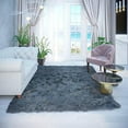 thumbnail image 1 of 6x9 Feet Gray Grey Charcoal Color Solid Plush Pile Faux Fur Rug Sheepskin Area Rug Lambskin Carpet Fuzzy Furry Modern Contemporary Decorative Designer Indoor Bedroom Living Room Office Space Studio, 1 of 4