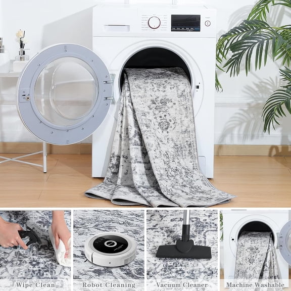 6x9 Feet Vintage Area Rug - Grey