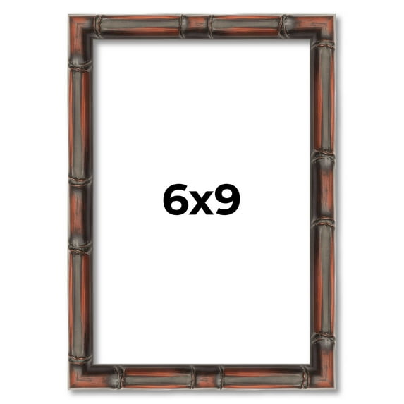 6x9 Frame Brown Bamboo with Dark Coffee/Walnut Finish | Solid Wood Picture Frame Width 0.75 Inches