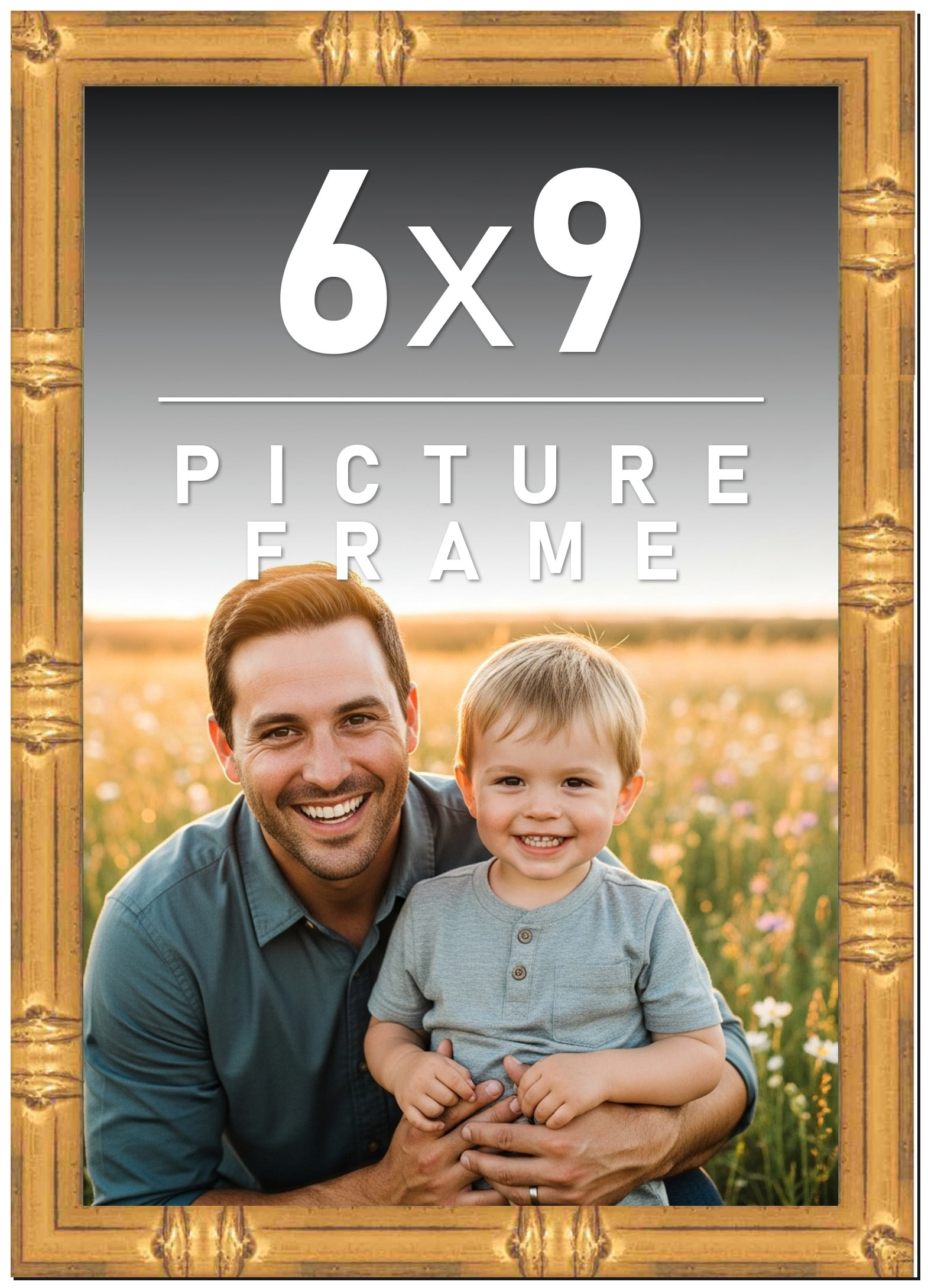 6x9 Frame Silver Stainless Steel Solid Wood Picture Frame | 0.75
