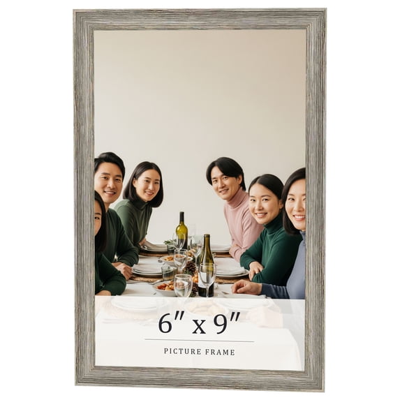 6x9 Frame Grey Solid Wood Picture Frame Width 1 Inches | Interior Frame Depth 0.5 Inches |