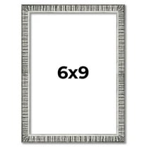 6x9 Frame Silver Grey Distressed Solid Wood Picture Frame | 0.75 Inch Moulding Width | Interior