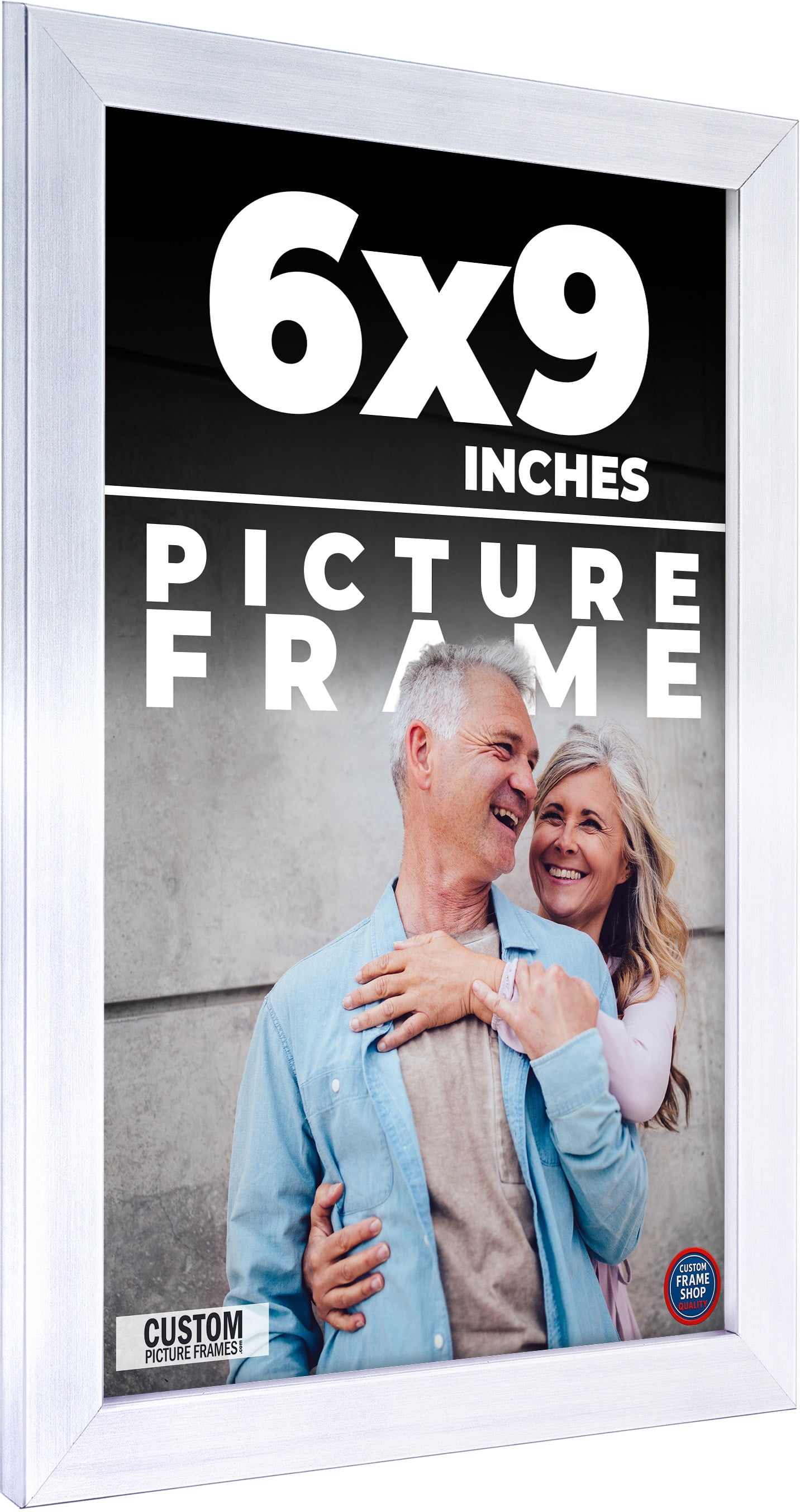 6x9 Frame Silver Stainless Steel Solid Wood Picture Frame | 0.75