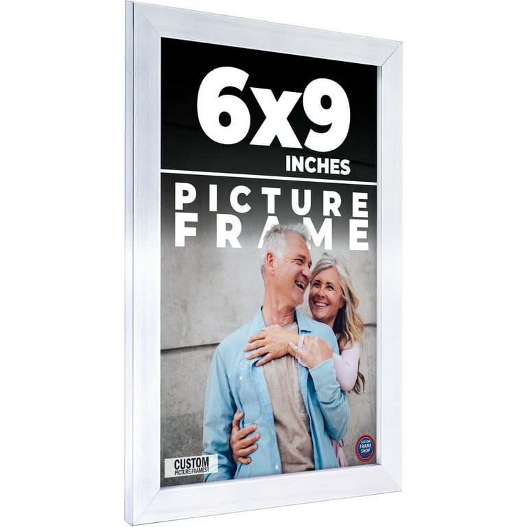 6x9 Frame Silver Stainless Steel Solid Wood Picture Frame | 0.75