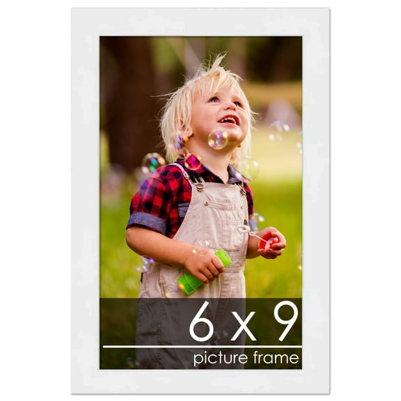 6x9 Frame White Wood Picture Frame - UV Acrylic, Foam Board Backing, & Hanging Hardware Included!