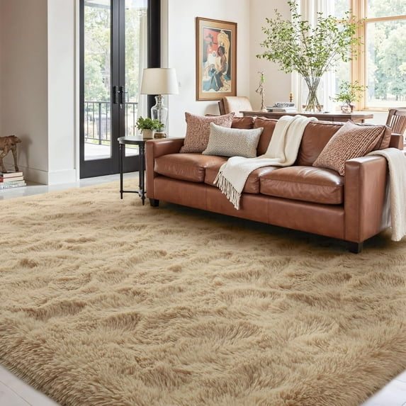 6x9 Ft Large Shag Beige Rugs for Living Room Bedroom, Ultra Soft Fluffy Furry Area Rugs for Playroom Indoor Floor, Aesthetic Carpet for Kids Home Decor