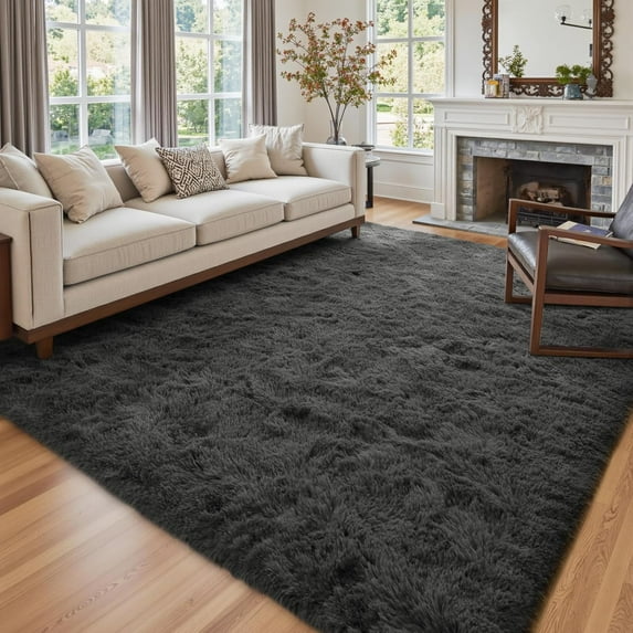 6x9 Ft Large Shag Rugs for Living Room Decor, Ultra Soft Fluffy Furry Area Rugs for Bedroom Indoor Floor, Aesthetic Carpet for Kids Home (Grey)