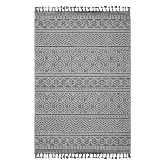 6x9 Grey/white Geometric Floor Covering - Stylish Trait, Stain , Non-shedding, & Pet-, Effortless Maintenance Job, Carpet Rug Modern Design, Low Shedding, Pet Protected, Simple Cleaning, Fabric