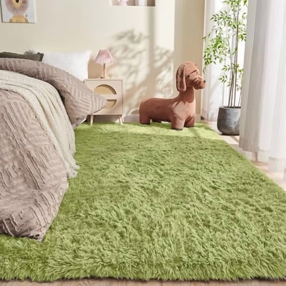 6x9 Light Green Rugs for Bedroom, Ultra-Soft Fluffy Area Rugs for Living Room, 6 x 9 Shag Carpet for Nursery, Kids, Girl, Boy, Baby, Plush, Fuzzy, Shaggy, Cute Home Decor