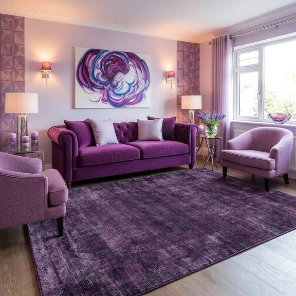 6x9 Modern Abstract Rugs Washable Non-Slip Ombre for Living Room Bedroom Study Room-Purple