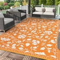 thumbnail image 1 of 6x9 Orange&White Outdoor Rug Waterproof Reversible, Floral Plastic Straw Patio Rug, Foldable Outdoor Area Rug for RV Camping, Picnic, Beach, Balcony, Deck & Garden 6x9 Orange&White, 1 of 9