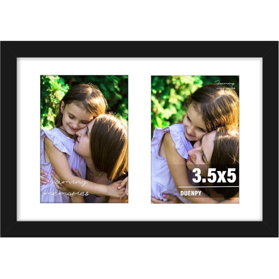 6x9 Picture Frame Double 3.5x5 Collage Picture Frame Displays Two 3.5x5 inch Photos Collage Wall Decor Wall Hanging or Tabletop Black