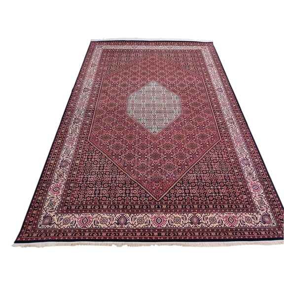 6x9 Red Cream Bidjar Medallion Hand Knotted Area Rugs for Living Room