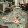 thumbnail image 1 of 6x9 Rug, Non-Slip, Stain-Resistant Low-Pile Machine Washable Rug for Living Room, office, Bedroom, Soft Low Pile Large Carpet -Green, 1 of 9