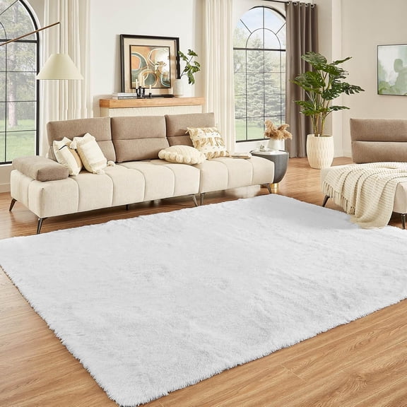 6x9 Rugs for Bedroom, White Shag Rug for Living Room, Ultra Soft Fluffy Carpet, Non-Slip Indoor Floor Carpets for Kids Room, Playroom, Home Decor Aesthetic