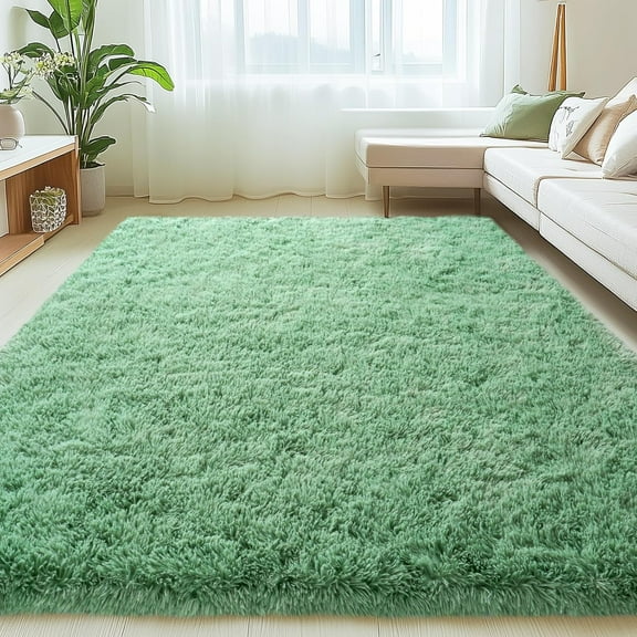 6x9 Rugs for Living Room, Green Large Fluffy Area Rugs for Bedroom, Soft Carpet Shag Kids Room Rug, Non-Slip Fuzzy Rugs Indoor (6ft x 9ft, Green)