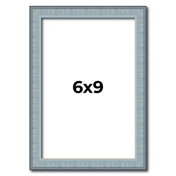 6x9 Frame Blue Scuffed Farm Board Solid Wood Picture Frame Width 0.75 Inches | Interior Depth 0.5