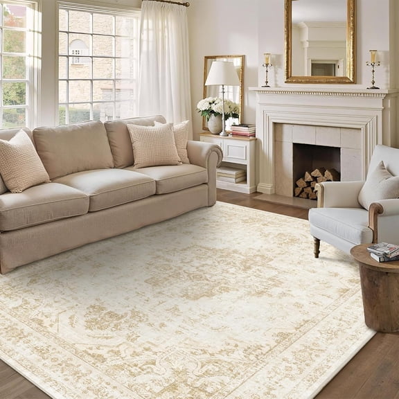 6x9 Vintage Washable Area Rugs - Beige