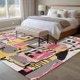 thumbnail image 1 of 6x9 Washable Area Rug, Abstract Art Non-Slip Large Rectangle Rug for Living Room Dining Room, Pink and Yellow Collage Art Torn Paper Pieces Indoor Floor Mat for Home Decor, 1 of 9