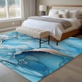 thumbnail image 1 of 6x9 Washable Area Rug, Marble Non-Slip Large Rectangle Rug for Living Room Dining Room, Abstract Art Blue Gradient Cave Rock Silver Lines Indoor Floor Mat for Home Decor, 1 of 9