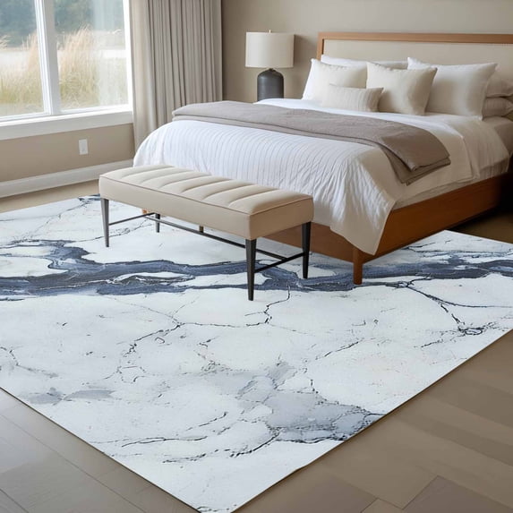 6x9 Washable Area Rug, Marble Texture Non-Slip Large Rectangle Rug for ...