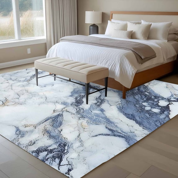 6x9 Washable Area Rug, Modern Impressionist Non-Slip Large Rectangle ...