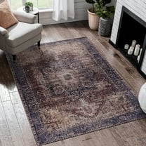 6x9 Washable Area Rug - Non-slip, , For Dining Room, Bedroom Burgundy Hallway, Kitchen