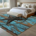 thumbnail image 1 of 6x9 Washable Area Rug, Western Texas Star Barn Non-Slip Large Rectangle Rug for Living Room Dining Room, Rustic Teal Wood Grain Indoor Floor Mat for Home Decor, 1 of 9