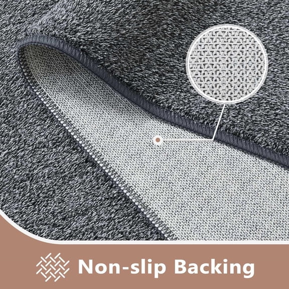 6x9 Washable Area Rugs for Bedroom Living Room, Low Pile Thin Rug Solid Color, Non-Slip Carpet Indoor for Home Dr (Grey)