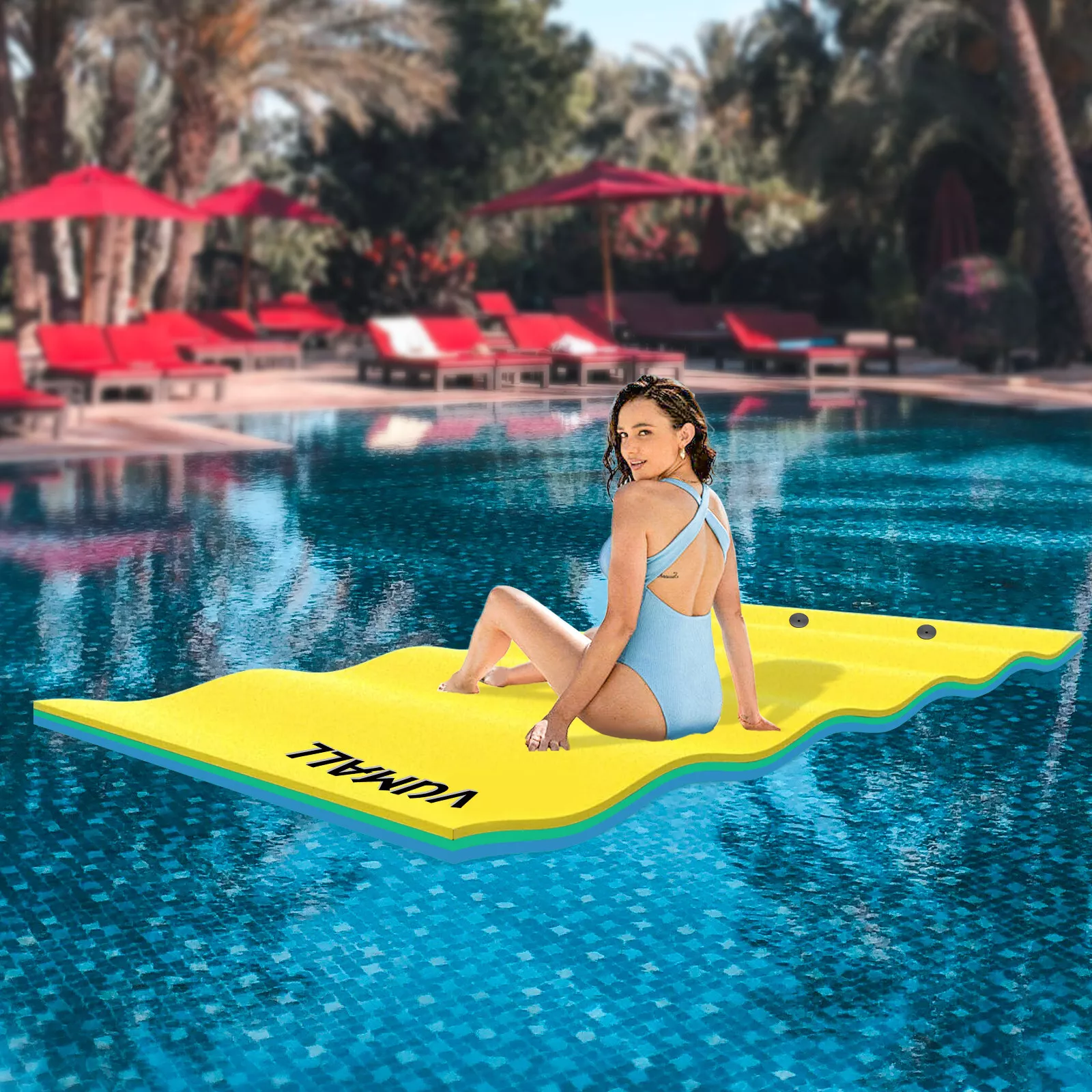 6x9 ft Floating Pad Swim Water Mat for Boating Lake Pool 3-Layer XPE ...