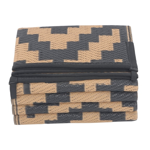 6x9 ft Waterproof Outdoor Rug Outdoor Plastic Straw Rug Carpet Black & Brown