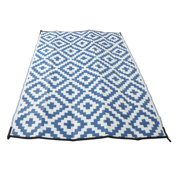 6x9 ft Waterproof Outdoor Rug Outdoor Plastic Straw Rug Carpet Blue & White