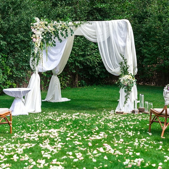 6x9ft Wedding Canopy Chuppah Square Metal Backdrop Stand with Removable Roof Cover White