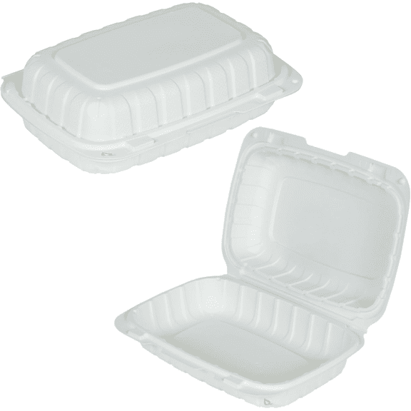 6x9x3 Eco Friendly Clam Shell Take Out Food Container - Mineral Filled Polypropylene, Tree Free - Hoagie Burrito Bowl, Microwavable, Bidodegradable, Recyclable, Heavy Duty, Take Out Box