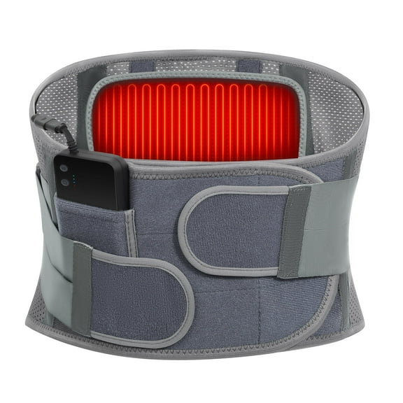 6xigouma Back Brace with Heating, Heated Back Support Belt for Lower Back Pain Relief, Cordless Compression Belt with Rechargeable Battery for Herniated Disc, Sciatica, Scoliosis-XL