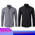 thumbnail image 1 of 6xl New Spring and summer elastic force non-iron men's long-sleeved business casual shirt solid color mercerized vertical shirt, 1 of 6