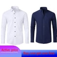 thumbnail image 1 of 6xl New Spring and summer elastic force non-iron men's long-sleeved business casual shirt solid color mercerized vertical shirt, 1 of 6